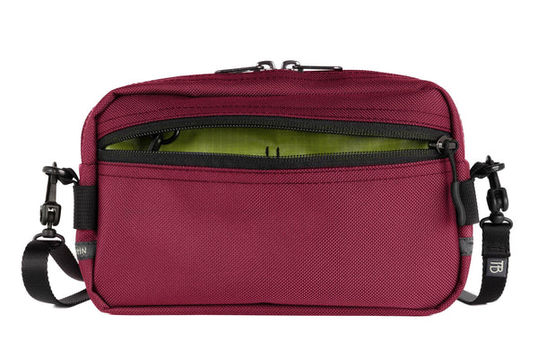A Side Effect in Raspberry (pale red) Ballistic with Moss (green with light green grid) 210 Cerylon interior.